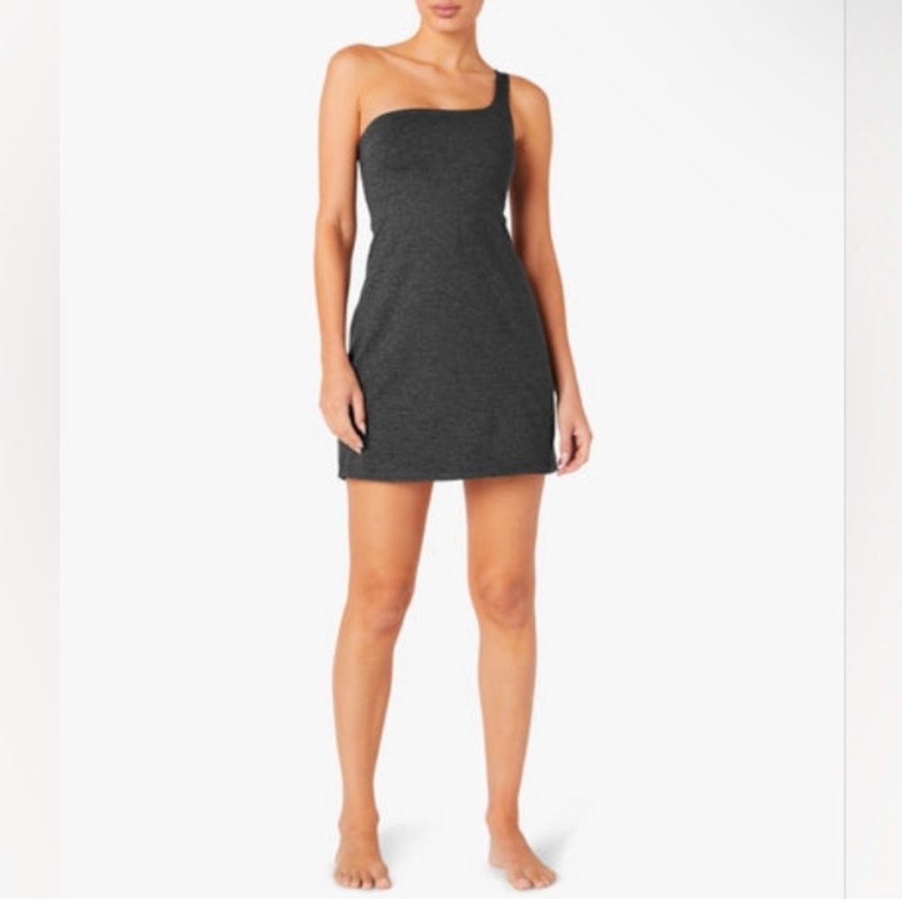 NWTOne-Shoulder Gray Mini Dress Beyond Yoga tennis dress